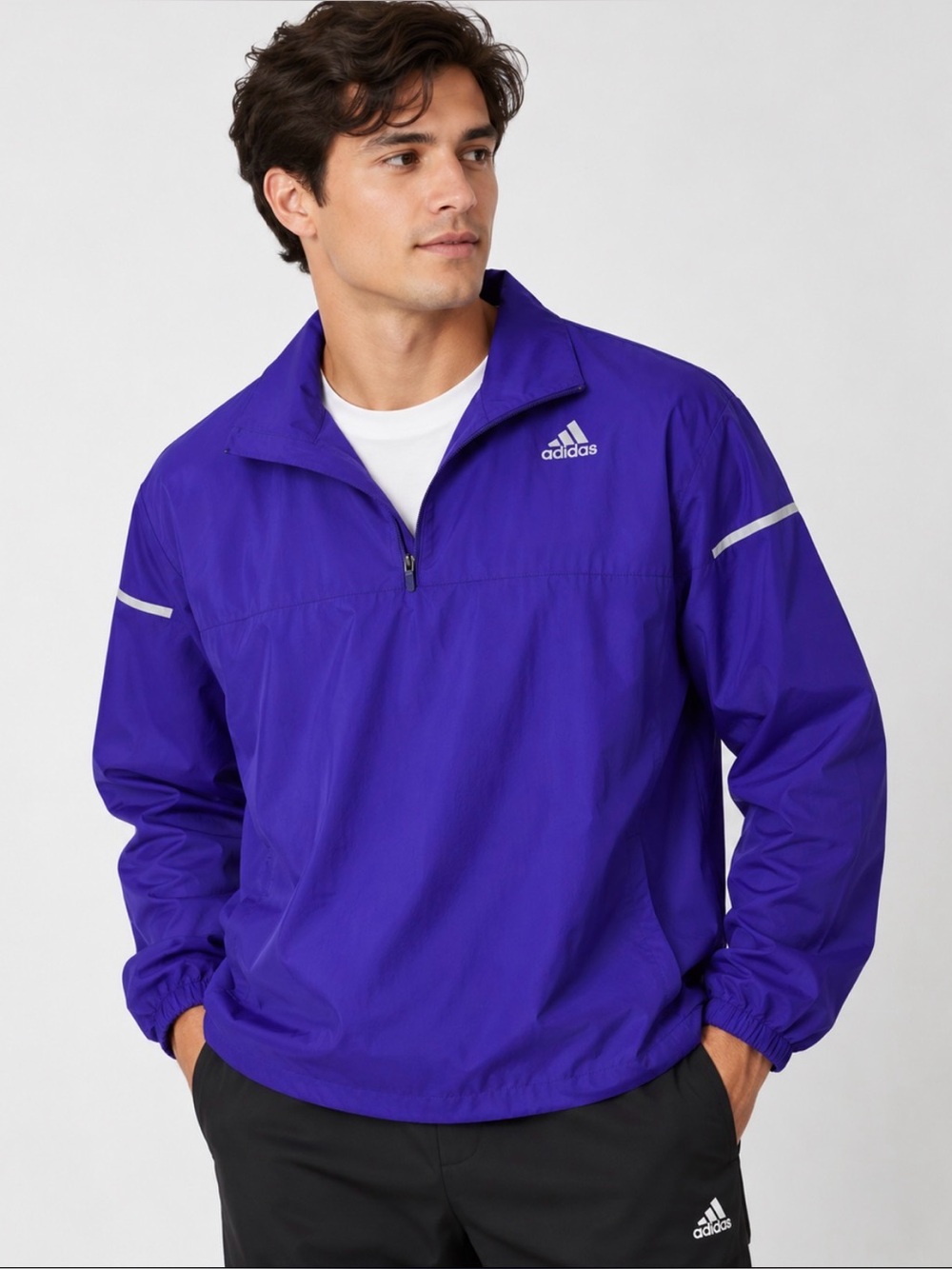 purple adidas windbreaker quarter zip pullover